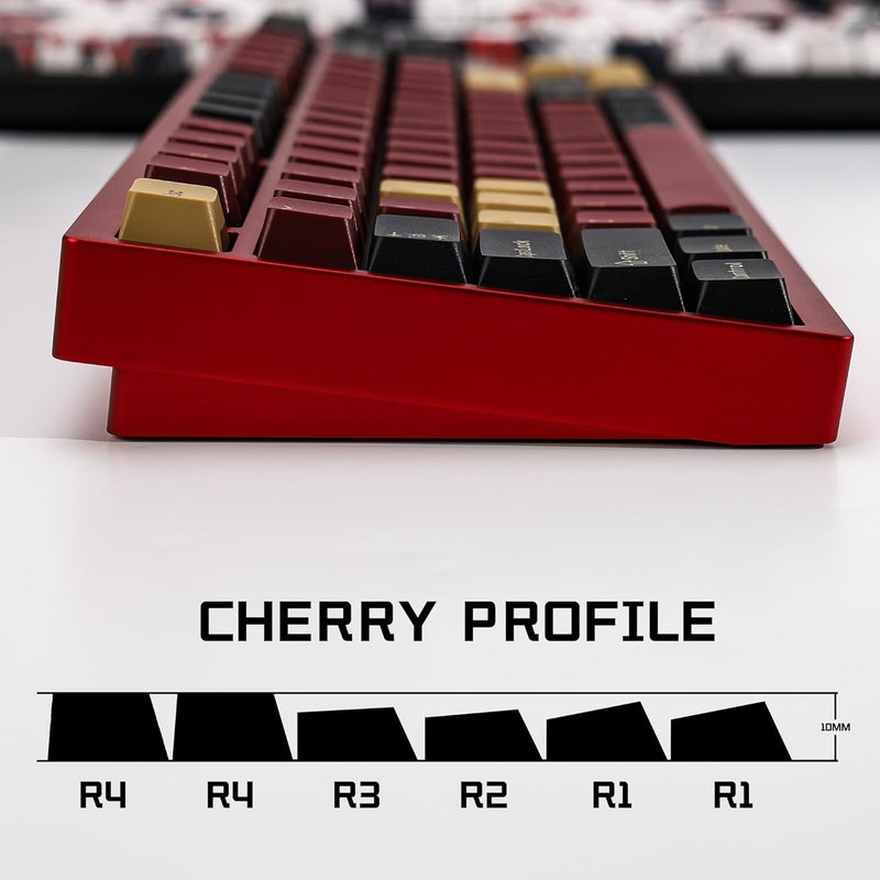 KBDiy 174 Keys Clone Red Samurai Key Caps PBT Double Shot Custom Keycap Set,Keycaps 60 Percent,Cherry Profile Keycaps for GK61/64/68/84/87/100/104/108 Mechanical Keyboard - Image 3
