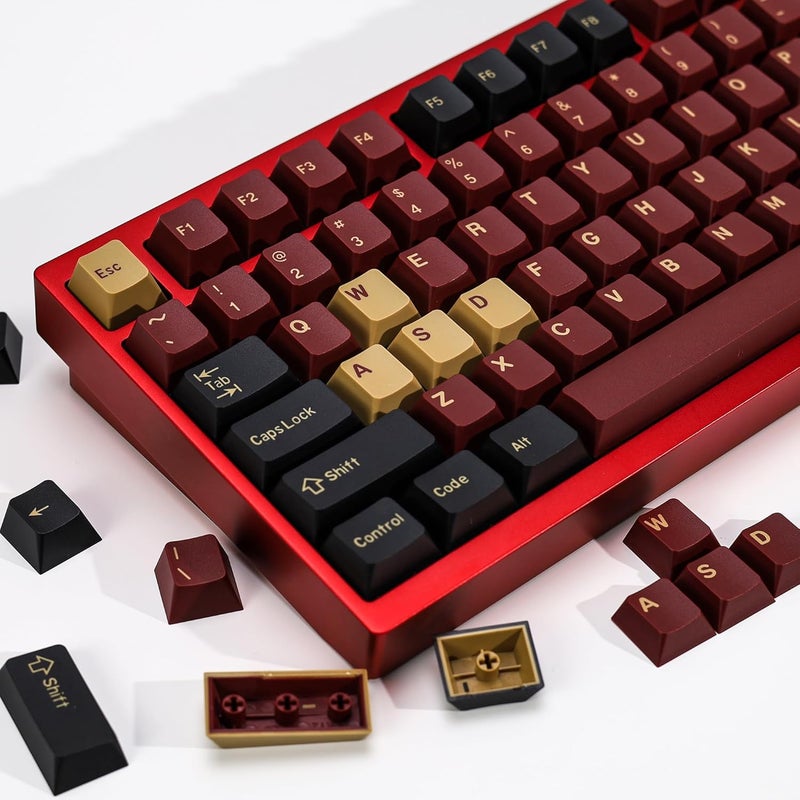 KBDiy 174 Keys Clone Red Samurai Key Caps PBT Double Shot Custom Keycap Set,Keycaps 60 Percent,Cherry Profile Keycaps for GK61/64/68/84/87/100/104/108 Mechanical Keyboard - Image 1