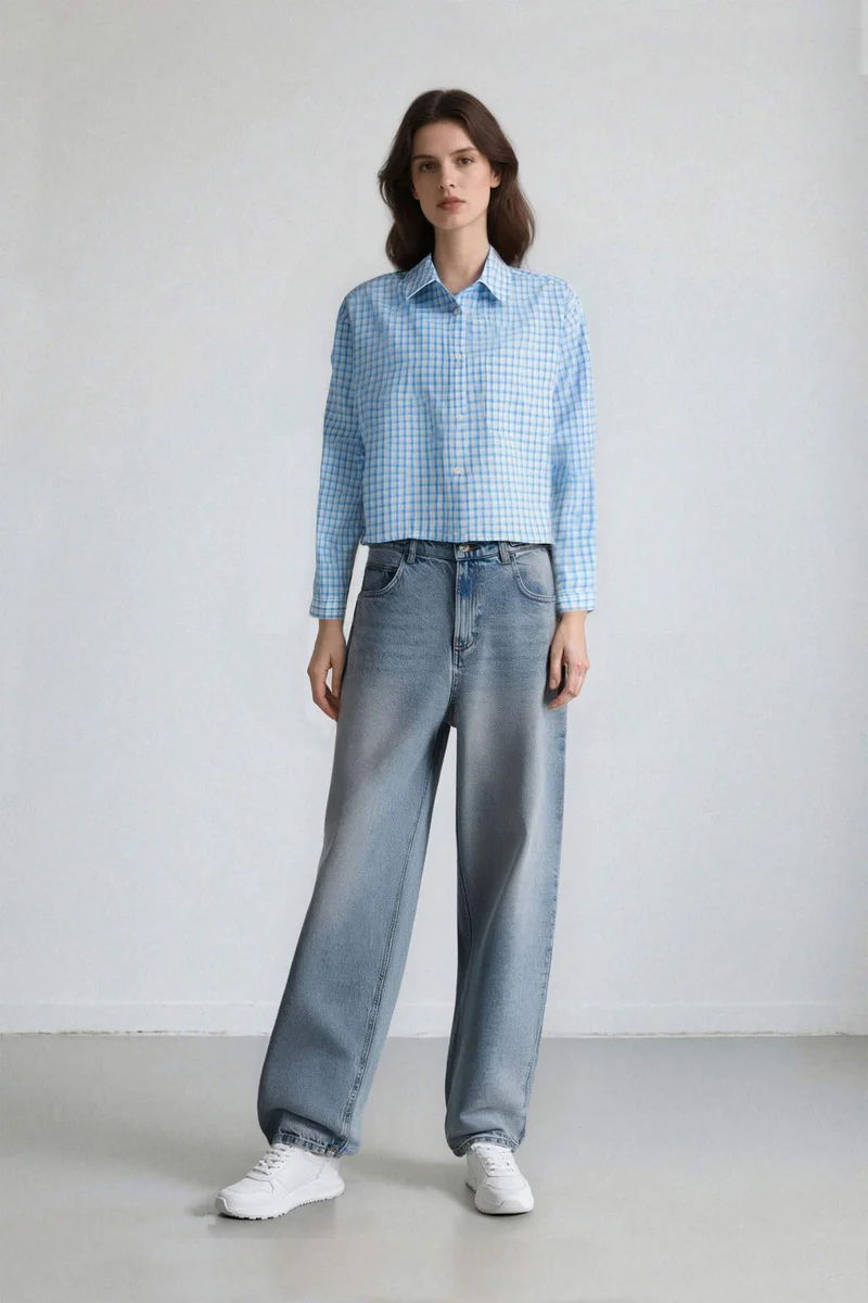 DeFacto Oversize Shirt Collar Long Sleeve Shirt