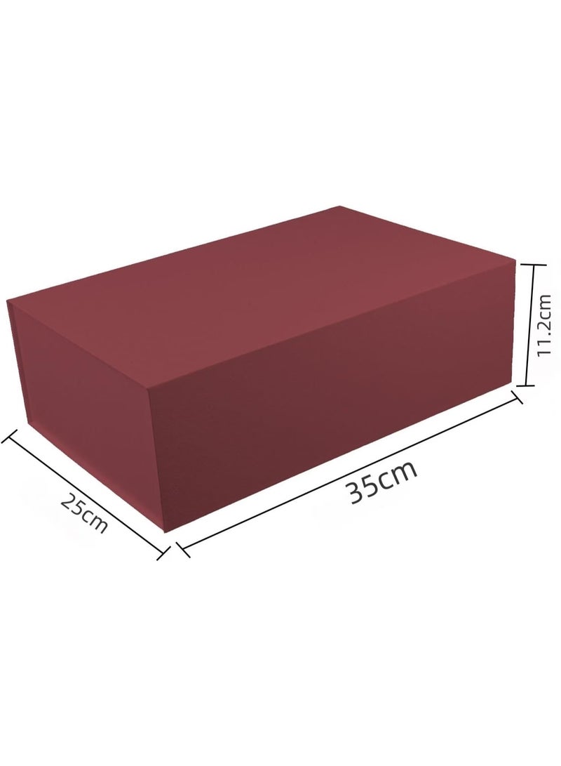 CUNUUDOOL Burgundy Gift Box with Lid,35 x 20 x 11.2 cm Large Magnetic Gift Box with Ribbon,Cards and Envelopes for Presents,Great for Wedding,Birthdays,Crafting,Gift Packaging. - Image 2