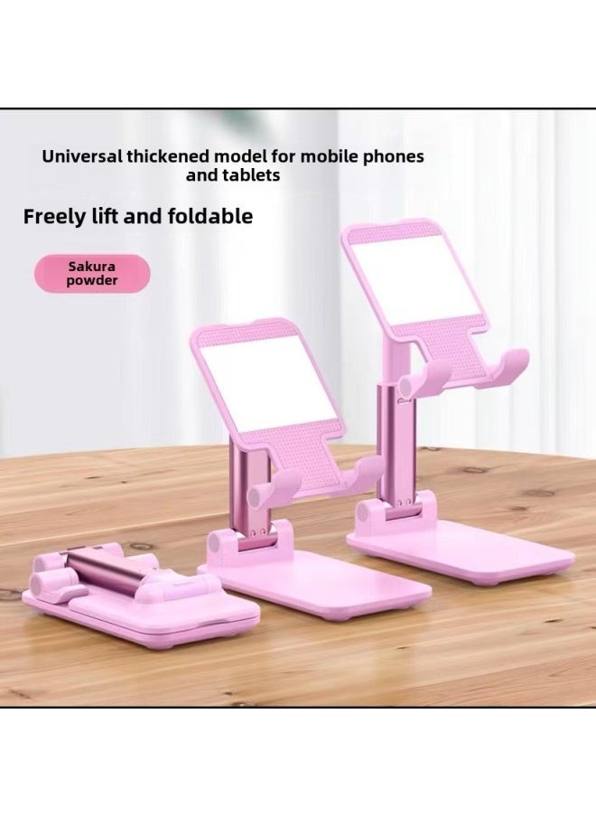 Mobile Phone Desktop Stand Folding Portable Lifting Lazy Live Mobile Phone Tablet Universal Stand Gift Logo Tablet-Color:T9 Girl Powder Counterweight Version - Image 1