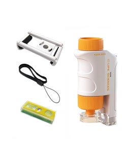 Excefore 80X-160X LED Lighted Pocket Microscope, Portable Mini Microscope, Handheld Miniscope,  for Microbiological Observation Home Study Educational Supplies, with Sliders Kit for Kids (Orange)  - Image 1