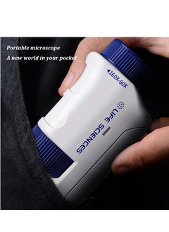 Excefore 80X-160X LED Lighted Pocket Microscope, Portable Mini Microscope, Handheld Miniscope,  for Microbiological Observation Home Study Educational Supplies, with Sliders Kit for Kids (Orange)  - Image 5