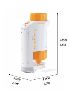 Excefore 80X-160X LED Lighted Pocket Microscope, Portable Mini Microscope, Handheld Miniscope,  for Microbiological Observation Home Study Educational Supplies, with Sliders Kit for Kids (Orange)  - Image 2