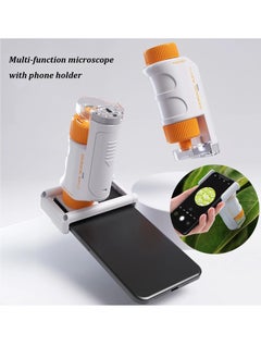 Excefore 80X-160X LED Lighted Pocket Microscope, Portable Mini Microscope, Handheld Miniscope,  for Microbiological Observation Home Study Educational Supplies, with Sliders Kit for Kids (Orange)  - Image 3
