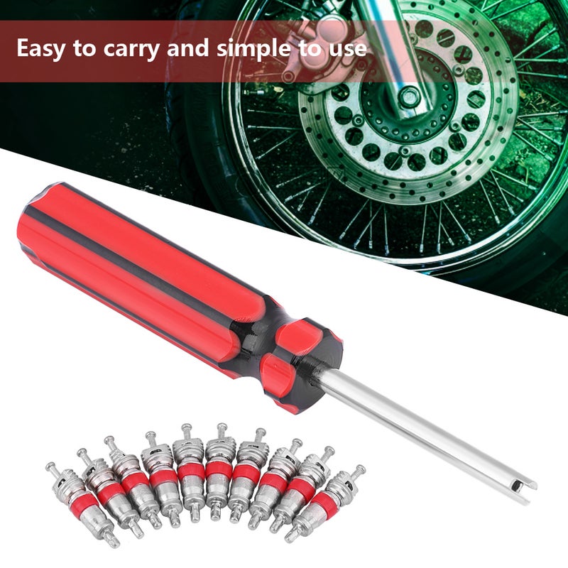 Motorcycle Wheel Tire Valve Core 10 Pcs with Remover Tool Repair Removal Kit - Image 3