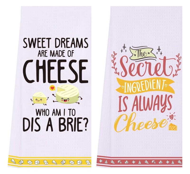 LXOMILL Funny Cheese Kitchen Towels, Punny Cheese Baskets, Cute Decorative Dish Towels Sets - Image 1