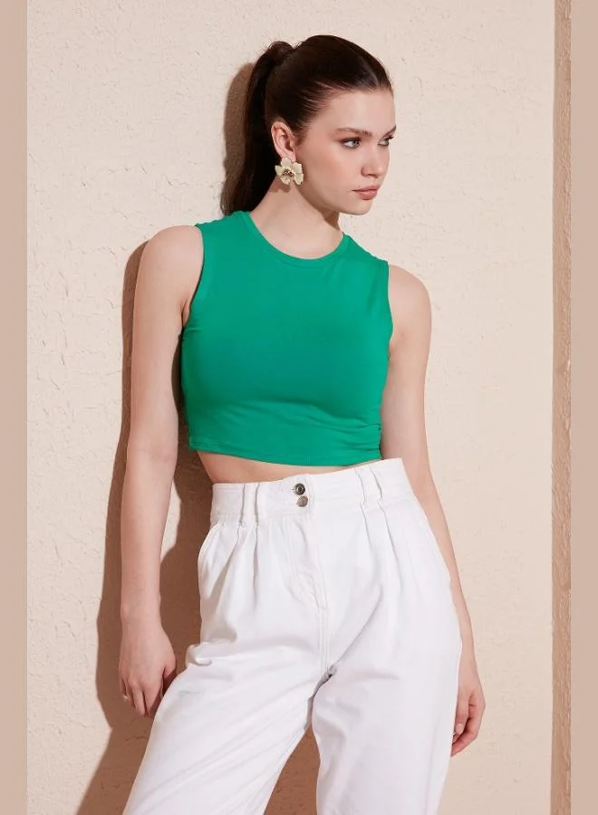 Lela Lela Cotton Crew Neck Slim Cut Crop Tank Top Women's Tank Top 5865259