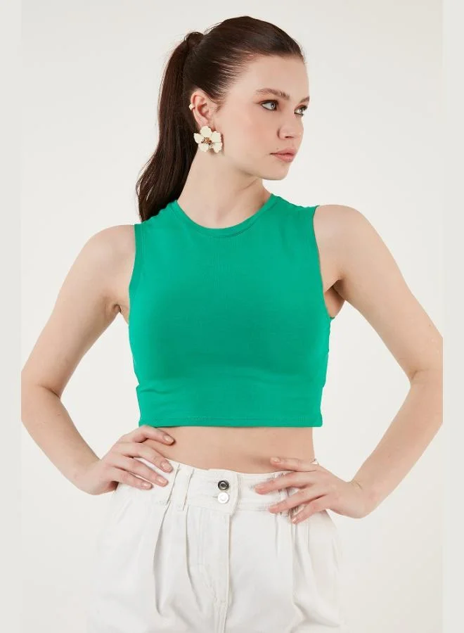 Lela Lela Cotton Crew Neck Slim Cut Crop Tank Top Women's Tank Top 5865259