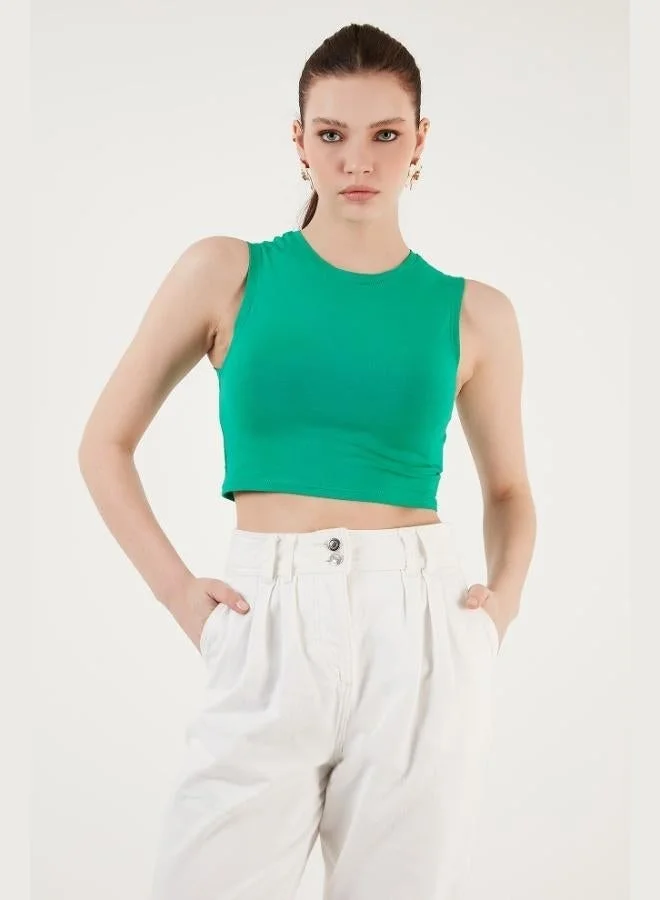 Lela Lela Cotton Crew Neck Slim Cut Crop Tank Top Women's Tank Top 5865259