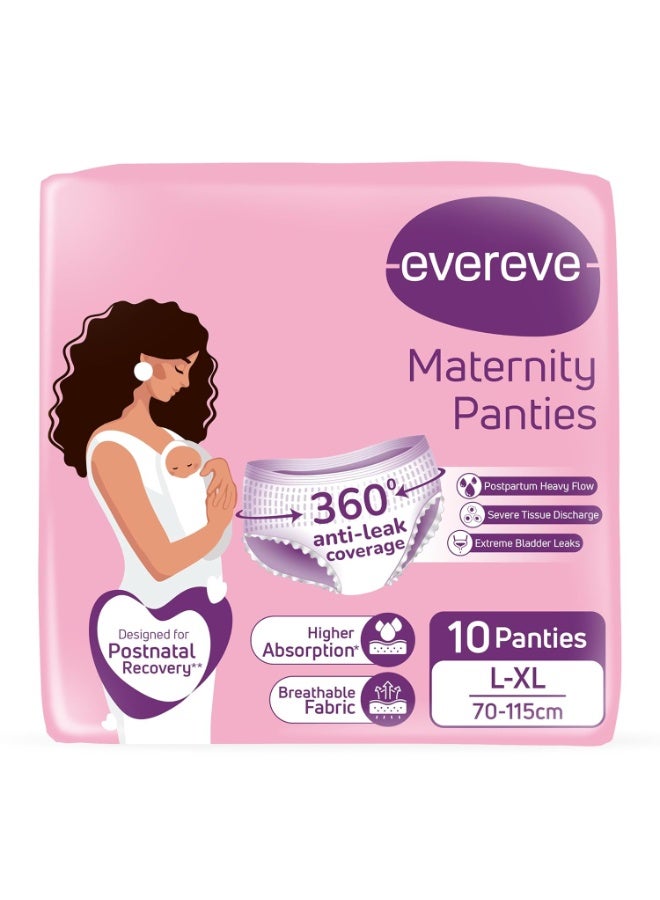 Evereve Maternity Period Panties for Women, (L-XL), 10 Pcs, Postpartum Heavy Flow Bleeding, 360 Degree Leak Protection, 3X Absorption, Soft Breathable Disposable Panties for Postnatal Recovery - Image 1