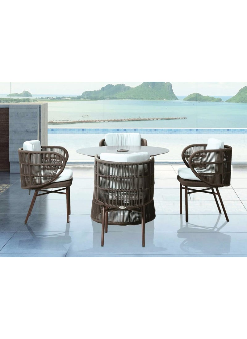 Generic Decocraft Furniture Ratten 4 Chair with 1 Table Suitable for Outdoor Lounge Seating 