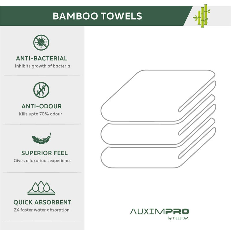 AUXIMPRO AUXIMPRO Bamboo Towel Set (1 Bath & 1 Hand Towel Combo), 600 GSM, Super Absorbent & Soft, Antibacterial, Iris  - Image 4