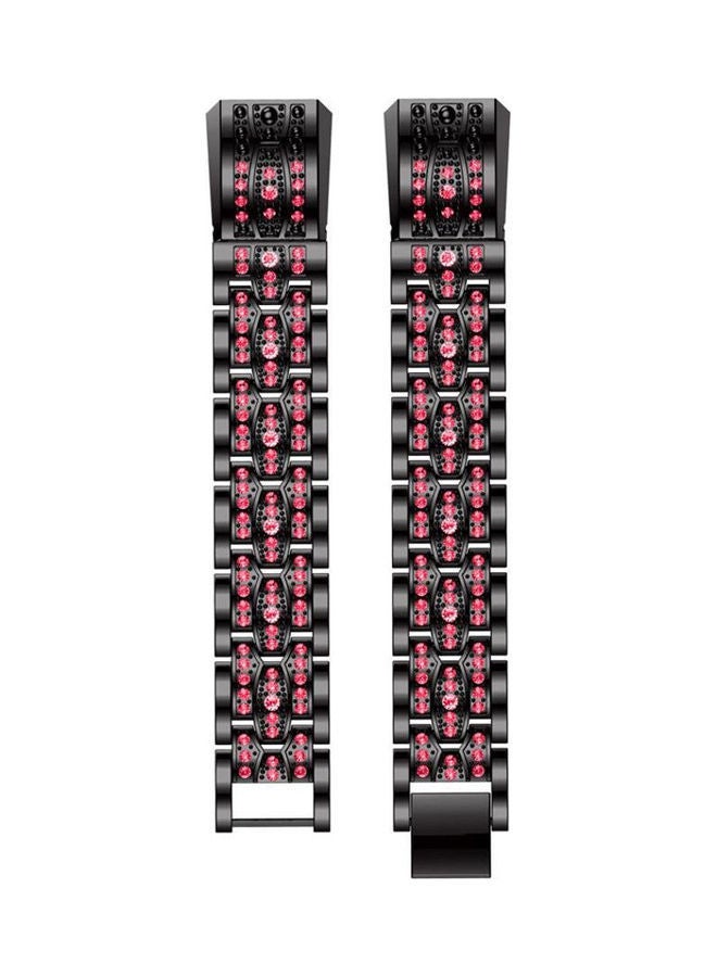 NIBEMINENT Women's High Quality Zinc Alloy Wrist Strap Replacement For Fitbit Alta Black/Pink - Image 3