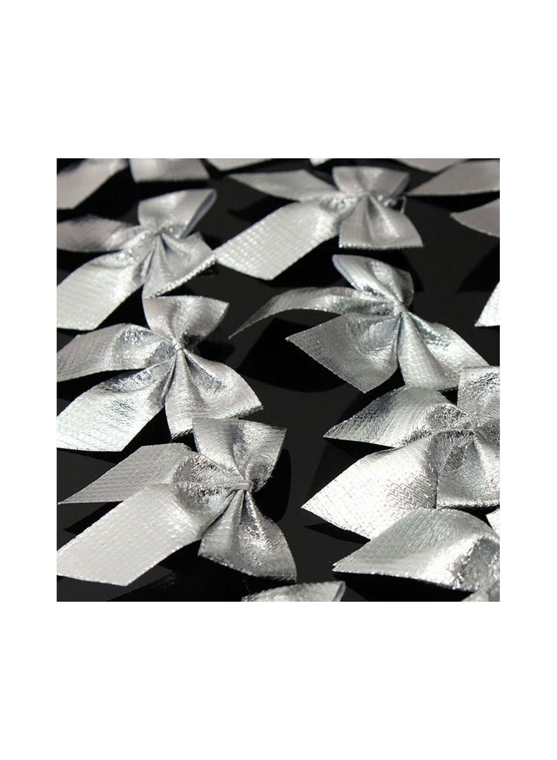 ACLIX 12-Piece Glitter Bow Tie Christmas Tree Party Decorations Silver - Image 2