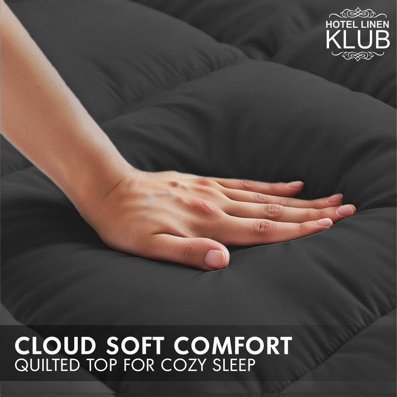 Hotel Linen Klub Mattress Topper – Extra-Thick 9Cm/800 Gsm Microfiber Pillow Top, Fitted Style, 120 X 200Cm, Black – Plush Cushioning For Back Pain Relief, Deep Pocket 25–30Cm With All-Around Elastic, Soft & Durable - Image 5