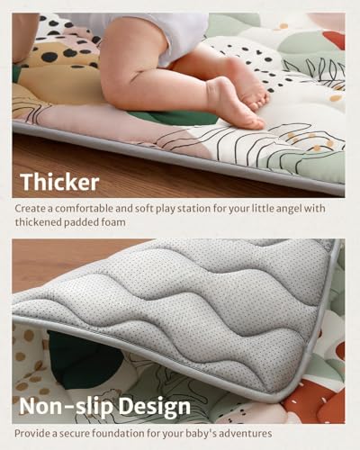 Blissful Diary Portable Baby Play Mats for Floor, Thicker Cushioned Foldable Baby Crawling Mat for Indoor Outdoor, Modern Abstract 43" X 43" - Image 5