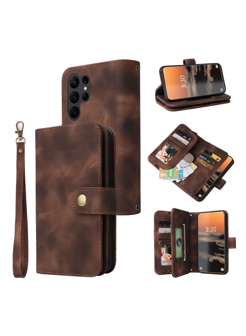 Suteni Flip Cover Card Slots Leather Phone Case for Samsung - Image 3