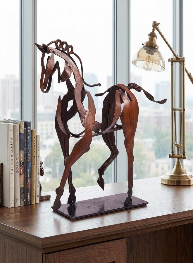 SunBlogs Art Handmade Horse Statue - Unique Rustic Decor for Office & Home - Hand-Painted Metal Sculpture - Perfect Handicraft Gift for Horse Lovers (Brown) - Image 4