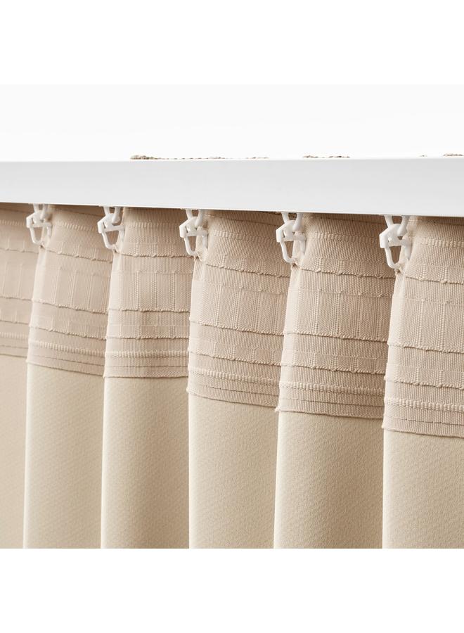 Zaboon Room darkening curtains, 1 pair, with heading tape/beige, 145x300 cm - Image 5