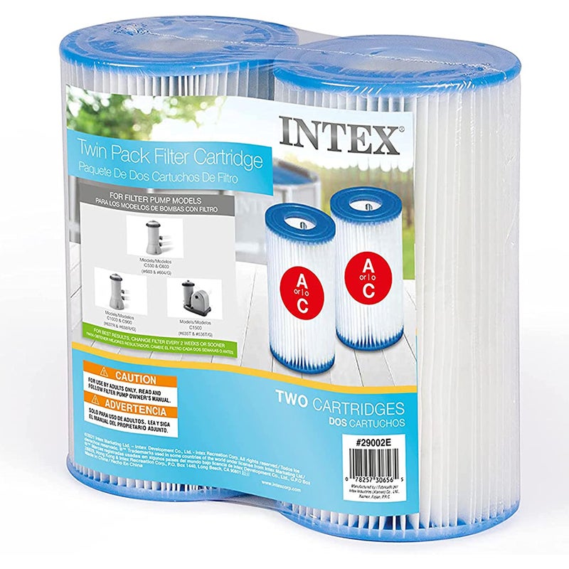 Intex 29002E Type A Pool Filter Cartridge Filter Pumps â€“ Easy-to-Clean â€“ Dacron Paper â€“ Efficient Filtration â€“ Two Pack - Image 1