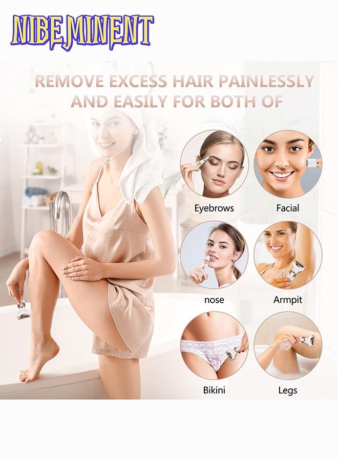 NIBEMINENT 4 in 1 Electric Razor for Women Bikini Trimmer, Women's Shaver Cordless Wet and Dry, Shaver for face, Legs and underarms, Replaceable Trimmer Head, USB Rechargeable - Image 5