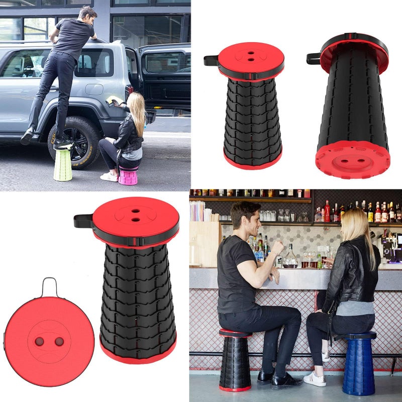 XPY-V9 Upgraded Collapsible Stool, 400lb Max Weight, Lightweight But Sturdy, Portable Folding Retractable Telescoping Foldable Camping Stool for Adults Outdoor Fishing Hiking Gardening (Red) - Image 2