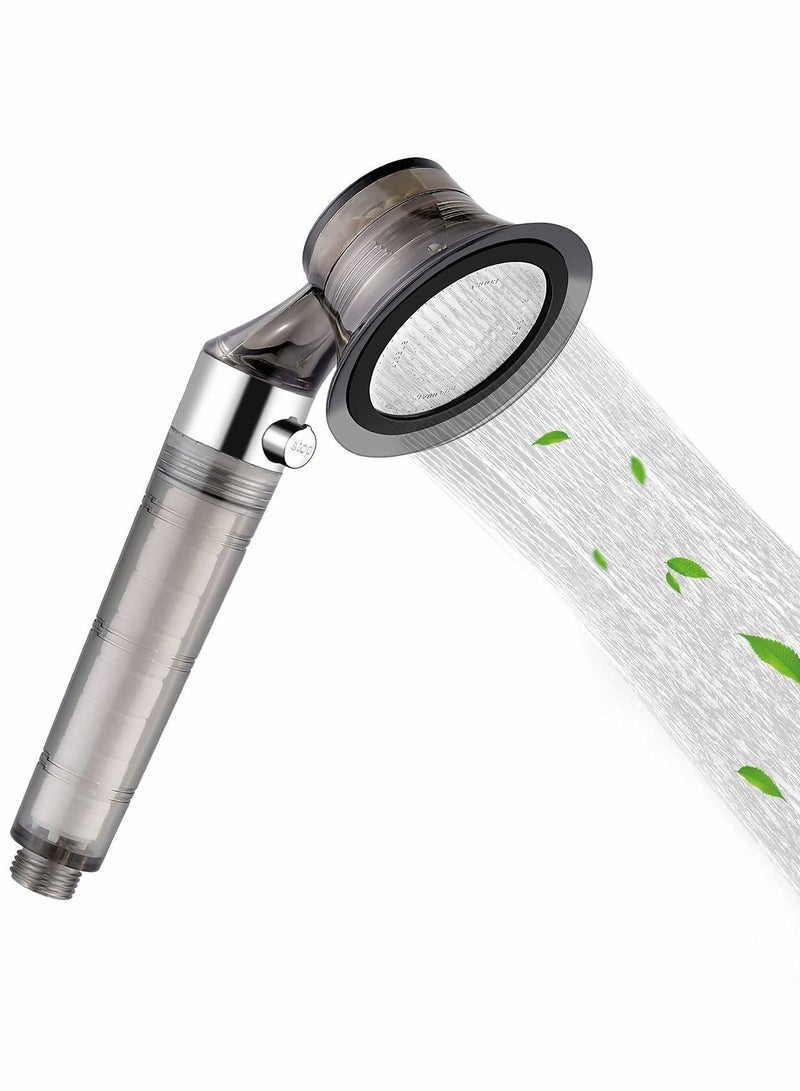 Hand Shower, High Pressure Shower Head with ON/OFF Switch Filtered Water Saving Sprinkler for Dry Skin and Hair Only Clear Black Silver - Image 1