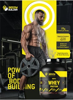 Body Builder Body Builder 100% whey protein - 2lb, Elite Whey Protein Blend for Optimal Muscle Growth and Recovery, Rich in BCAAs, Glutamine and Digestive Enzymes, perfect post workout fuel - Milk chocolate  - Image 2