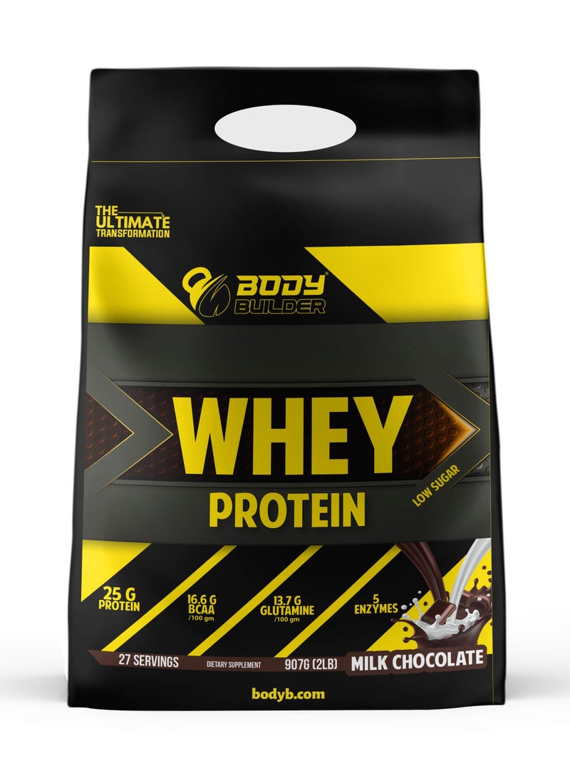 Body Builder - Body Builder 100% whey protein - 2lb, Elite Whey Protein Blend for Optimal Muscle Growth and Recovery, Rich in BCAAs, Glutamine and Digestive Enzymes, perfect post workout fuel - Milk chocolate - Image 1
