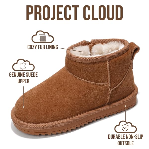 Project Cloud Genuine Leather Girls Boots – Lightweight & Cozy Fur Ankle Boots with Memory Foam – Non Slip Kids Boots for Girls & Boys, Perfect for Fall and Everyday Wear (Julia, CHSTNUT, 1) - Image 2