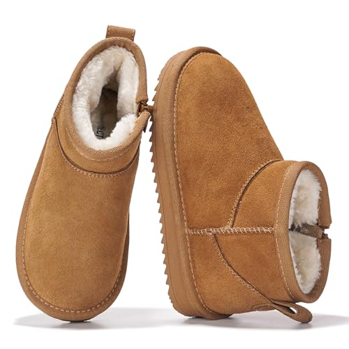Project Cloud Genuine Leather Girls Boots – Lightweight & Cozy Fur Ankle Boots with Memory Foam – Non Slip Kids Boots for Girls & Boys, Perfect for Fall and Everyday Wear (Julia, CHSTNUT, 1) - Image 5