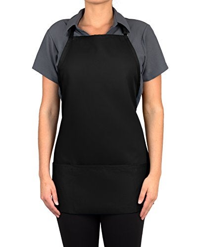 KNG Black 3 Pocket Adjustable Bib Apron for Men and Women - Image 4