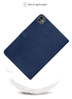 Wtech PU Leather Magnetic Closure Flip Case Cover For Apple iPad Pro 11 5G 2024 (5th Generation) 11 Inch Navy Blue  - Image 3
