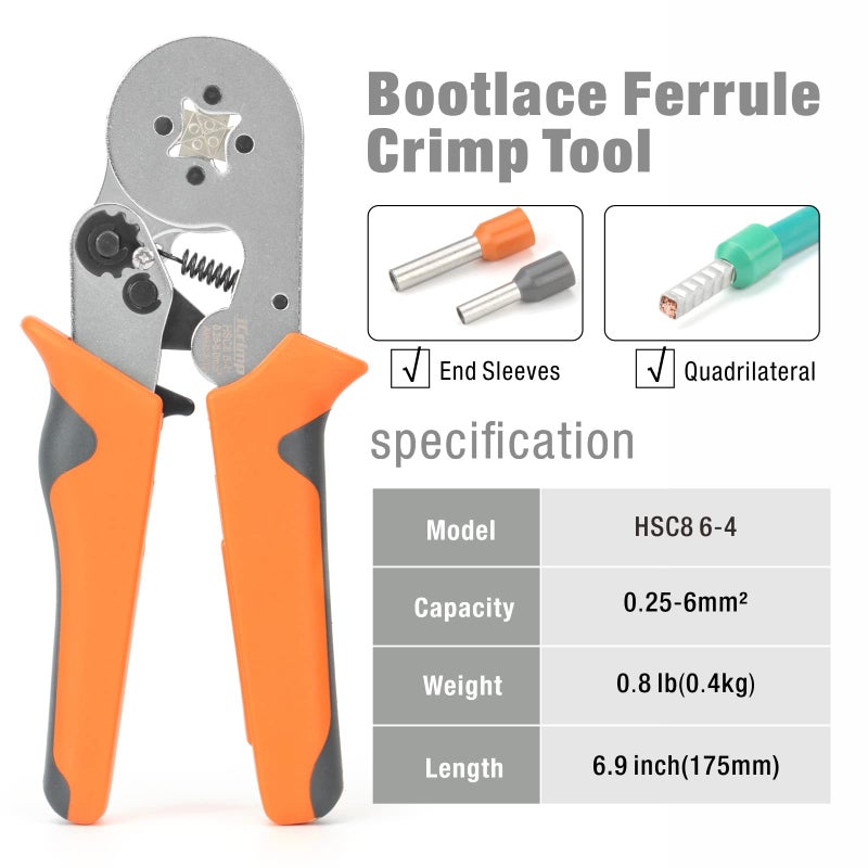 IWISS iCrimp Ferrule Crimping Tool Kit, AWG 23-10 Self-adjustable Ratchet Ferrule Crimper Plier c/w 770End Sleeve Ferrules Connector Terminals on Electrician, Contractors, Repair Support - Image 2