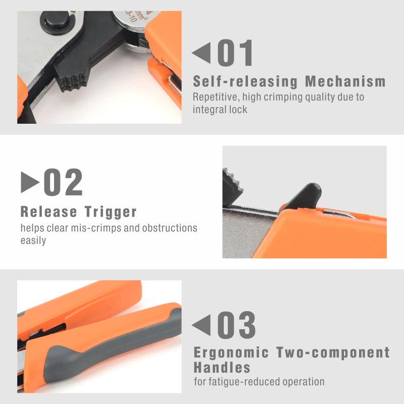 IWISS iCrimp Ferrule Crimping Tool Kit, AWG 23-10 Self-adjustable Ratchet Ferrule Crimper Plier c/w 770End Sleeve Ferrules Connector Terminals on Electrician, Contractors, Repair Support - Image 4