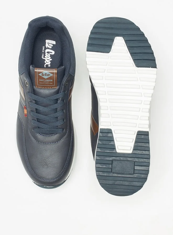 Lee Cooper Men's Logo Print Panel Detail Lace Up Low Ankle Sneakers