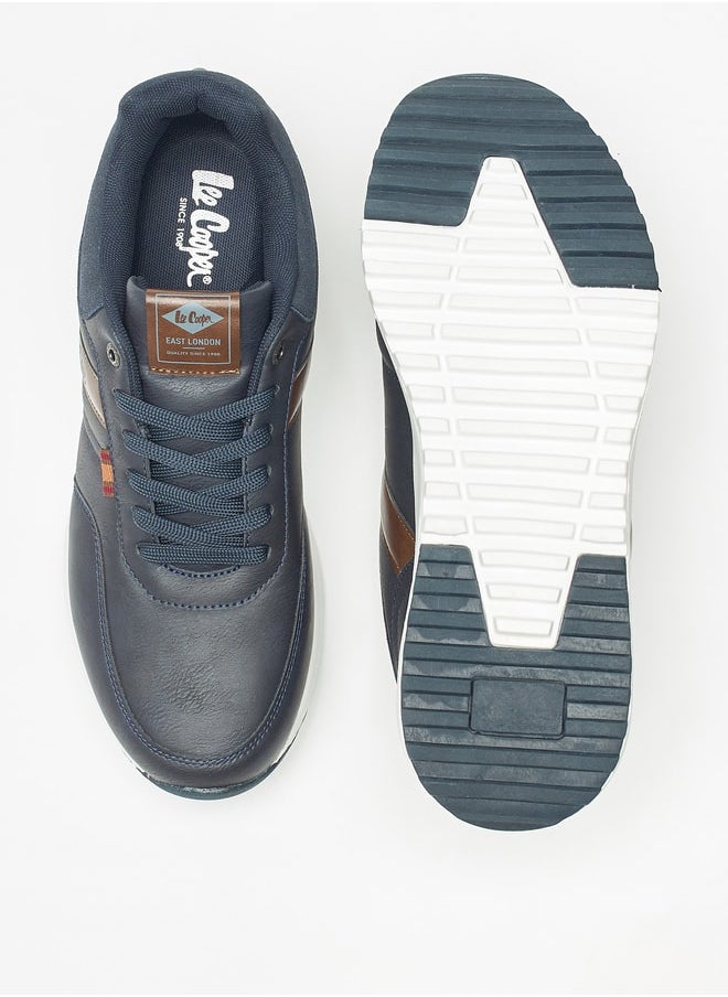 Lee Cooper Men's Logo Print Panel Detail Lace Up Low Ankle Sneakers  - Image 4