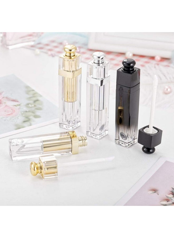 Teensery 5 Pcs Empty Lip Gloss Tubes Refillable Lip Balm Bottles Vials Containers With Brush Tip Applicator Wand For Diy Lipstick Samples (Black + Transparent)  - Image 5
