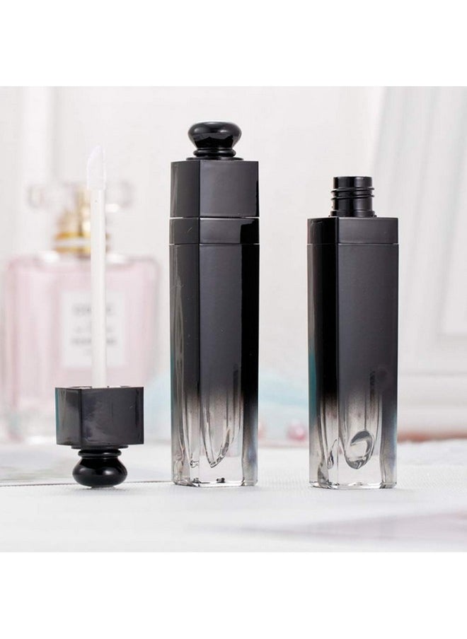Teensery 5 Pcs Empty Lip Gloss Tubes Refillable Lip Balm Bottles Vials Containers With Brush Tip Applicator Wand For Diy Lipstick Samples (Black + Transparent)  - Image 4