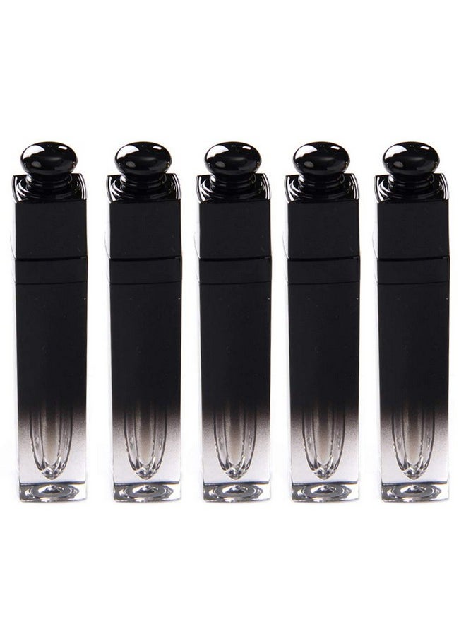 Teensery 5 Pcs Empty Lip Gloss Tubes Refillable Lip Balm Bottles Vials Containers With Brush Tip Applicator Wand For Diy Lipstick Samples (Black + Transparent)  - Image 2