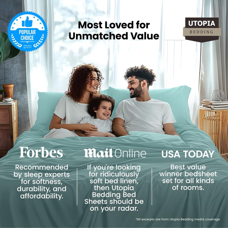 Utopia Bedding Twin Bed Sheets Set - 3 Piece Bedding - Brushed Microfiber - Shrinkage and Fade Resistant - Easy Care (Twin, Spa Blue) - Image 3