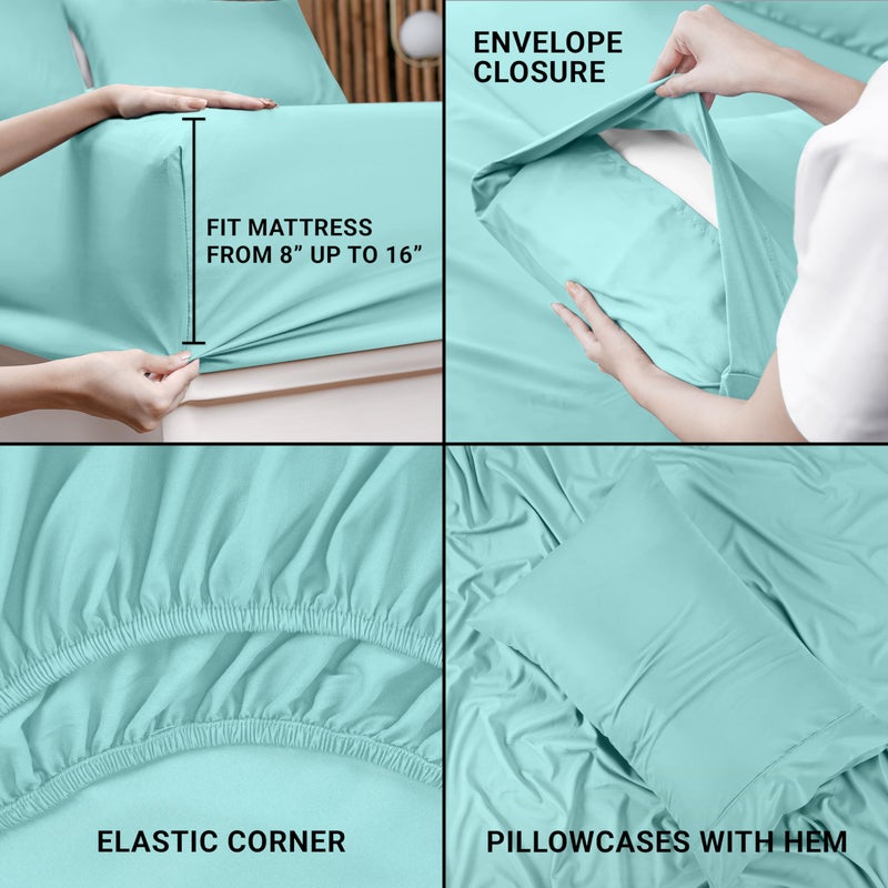 Utopia Bedding Twin Bed Sheets Set - 3 Piece Bedding - Brushed Microfiber - Shrinkage and Fade Resistant - Easy Care (Twin, Spa Blue) - Image 5