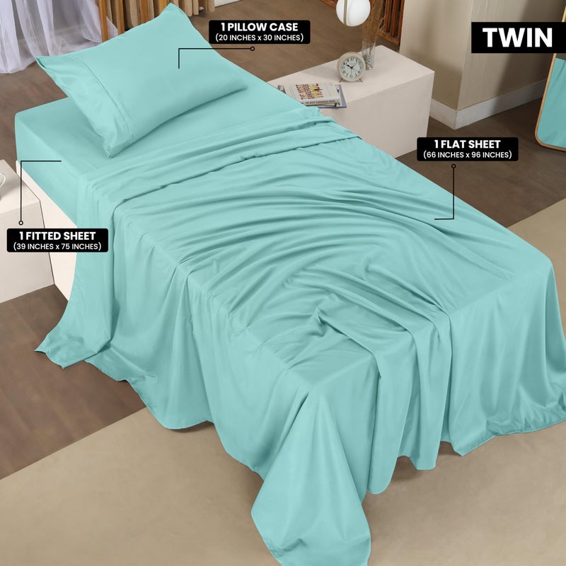 Utopia Bedding Twin Bed Sheets Set - 3 Piece Bedding - Brushed Microfiber - Shrinkage and Fade Resistant - Easy Care (Twin, Spa Blue) - Image 2