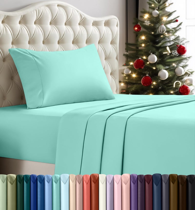 Utopia Bedding Twin Bed Sheets Set - 3 Piece Bedding - Brushed Microfiber - Shrinkage and Fade Resistant - Easy Care (Twin, Spa Blue) - Image 1