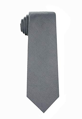Kebocis Mens Solid Color Cotton Necktie Regular Tie for Men, Grey - Image 2