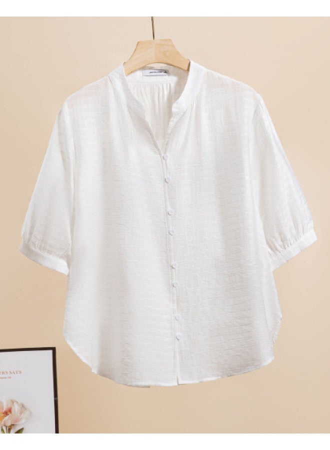 Jeanswest Five-Sleeve Shirt 2025 Autumn Urban Casual Versatile Solid Color Lightweight Comfortable Stand Collar Cardigan - Image 1