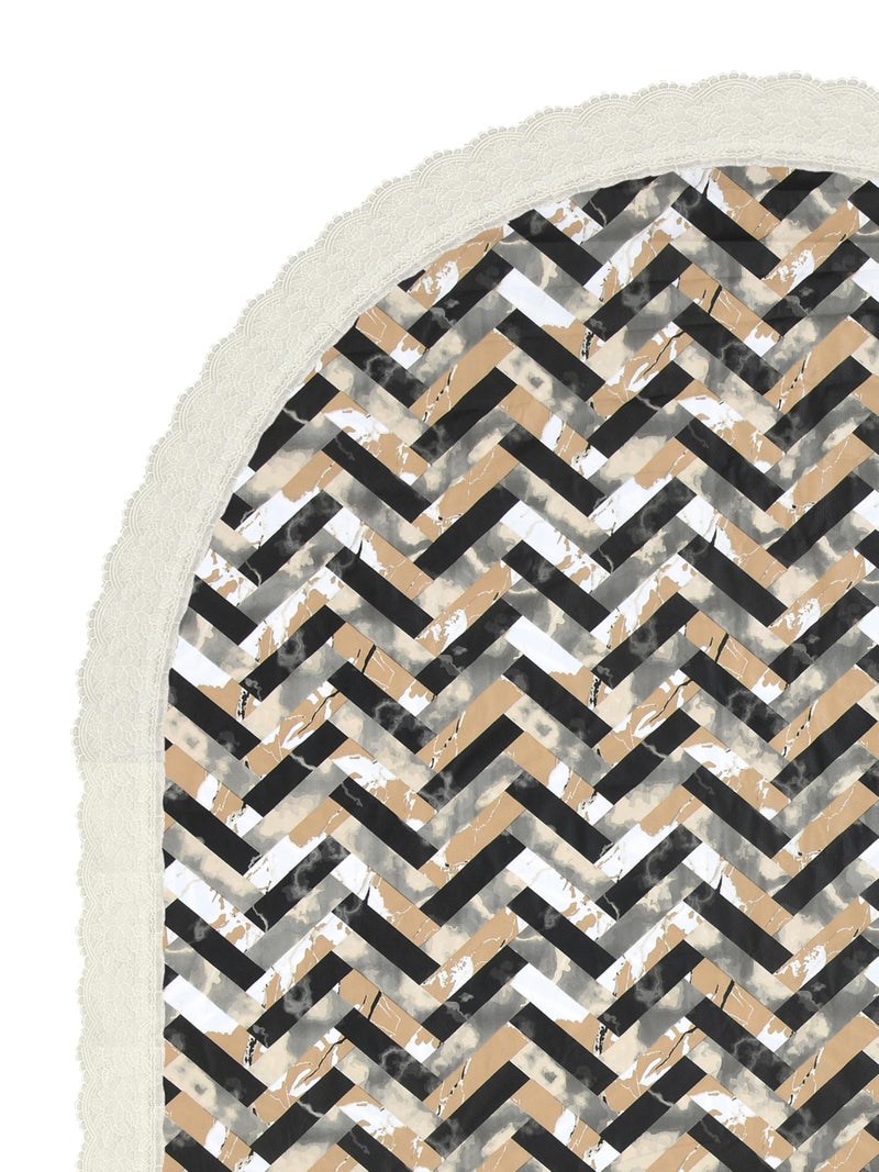 Clasiko 4 Seater Oval Dining Table Cover; 54x78 Inches or 137x198 Cms; Material - PVC; Anti Slip; Beige Black Zigzag - Image 5