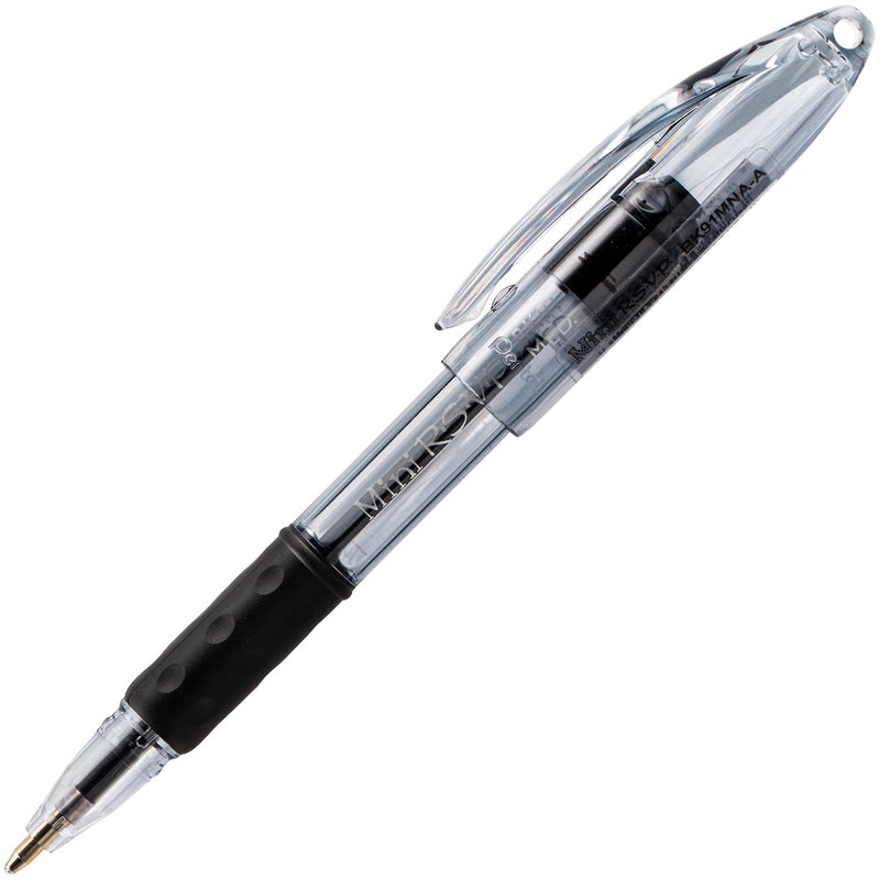 Pentel BK91MNA-A Pentel Mini R.S.V.P. Stick Ballpoint Pen, Translucent Brl, Black Ink, Med Pt, Pack of 12 - Image 2