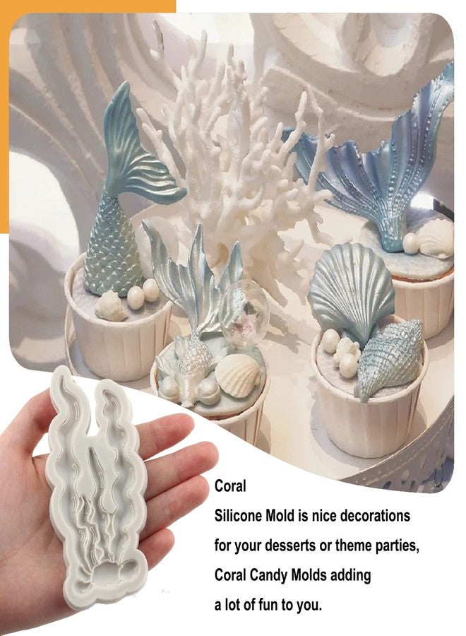 Sijiangmold Sea Coral Silicone Molds Seaweed Fondant Mold For Cake Decoration Cupcake Topper Polymer Clay Chocolate Candy Gum Paste Set Of 4 - Image 3